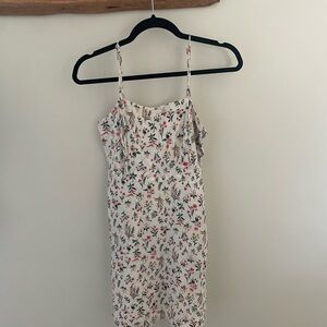 Old Navy White Floral Spaghetti Strap Dress with Pink & Green